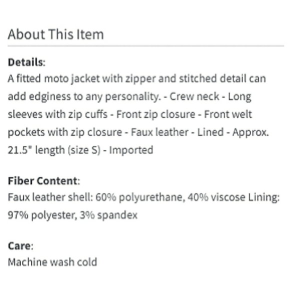 Charcoal Faux Leather Fitted Moto Jacket BlankNYC - Picture 5 of 5